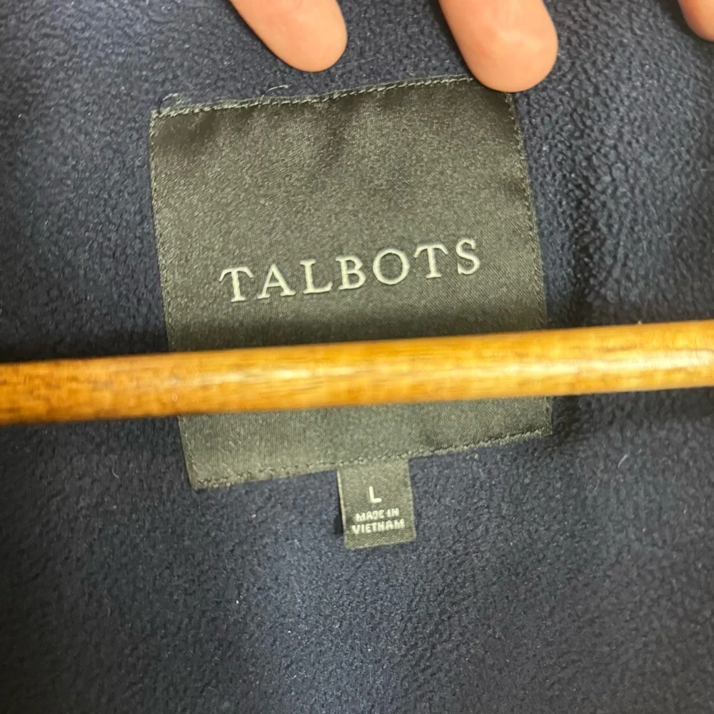 Talbots Dark Navy Quilted Vest w/Gold Accents‎ Zip Front Size Large